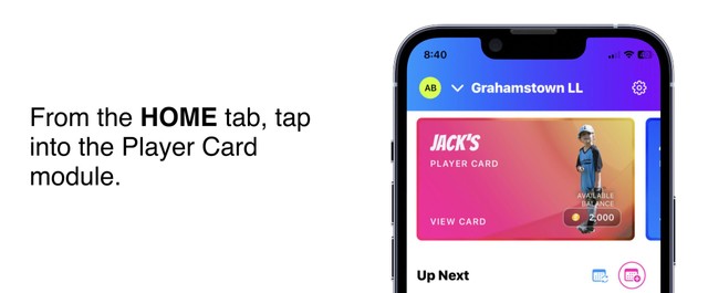 From the HOME tab, tap into the player card module.